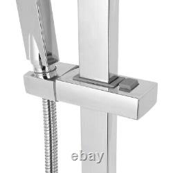 Mitigeur de douche thermostatique à barre carrée en chrome pour salle de bains, ensemble de valve à double tête apparente