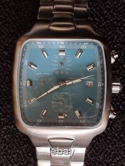 Montre Chronographe French Connection Fcuk Échantillon Rares Cadran Bleu Blanc Chromé
