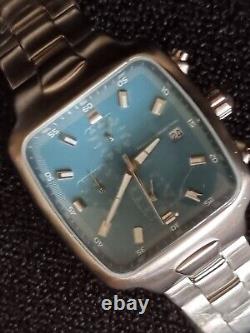 Montre Chronographe French Connection Fcuk Échantillon Rares Cadran Bleu Blanc Chromé
