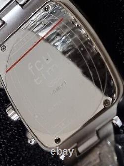 Montre Chronographe French Connection Fcuk Échantillon Rares Cadran Bleu Blanc Chromé