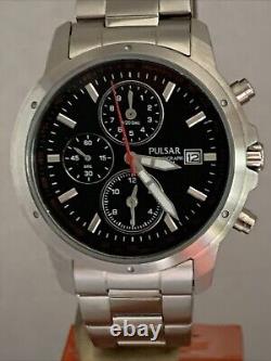 Montre Chronographe Homme Pulsar Cadran Noir Date Bracelet en Acier Inoxydable PF8363X1