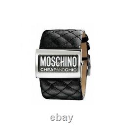 Montre à bracelet en cuir noir de luxe vintage Moschino Cheap & Chic MW0013