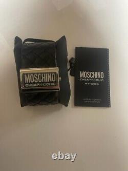 Montre à bracelet en cuir noir de luxe vintage Moschino Cheap & Chic MW0013