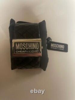 Montre à bracelet en cuir noir de luxe vintage Moschino Cheap & Chic MW0013