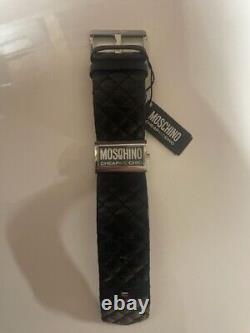 Montre à bracelet en cuir noir de luxe vintage Moschino Cheap & Chic MW0013