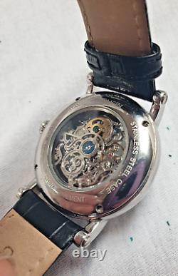 Montre automatique TIMEIN Skelettuhr Montre analogique noire en acier inoxydable pour poignet