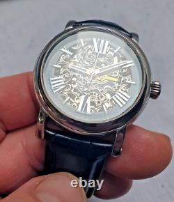 Montre automatique TIMEIN Skelettuhr Montre analogique noire en acier inoxydable pour poignet