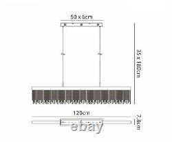 Pendentif de table à manger linéaire à LED en barre chromée suspendue en cristal 33W LED, 3000K 3300lm