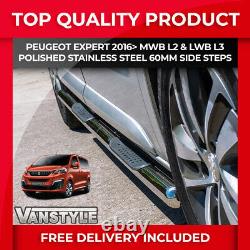 Peugeot Expert 16 L2 Mwb L3 Lwb Poli Chrome Acier Inoxydable Étapes Latérales