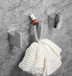 Porte-serviettes de bain en chrome 3 pièces, crochet pour robe de bain, support pour serviette à main, en laiton massif