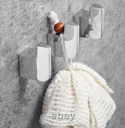 Porte-serviettes de bain en chrome 3 pièces, crochet pour robe de bain, support pour serviette à main, en laiton massif