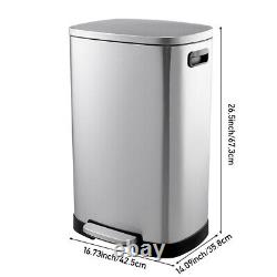 Poubelle de recyclage en acier inoxydable de cuisine de 50L avec pédale Chrome
