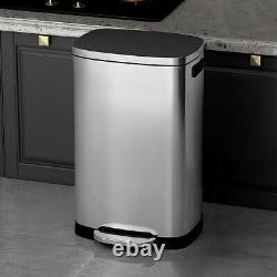 Poubelle de recyclage en acier inoxydable de cuisine de 50L avec pédale Chrome