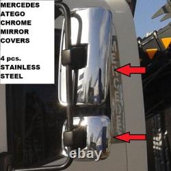 Pour COUVERTURES DE MIROIR CHROMÉES MERCEDES ATEGO 4 pièces. EN ACIER INOXYDABLE