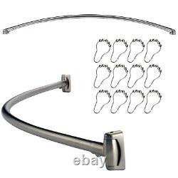 RAIL DE DOUCHE EXTENSIBLE EN FORME DE S/S COURBE EN CHROME POUR BAIGNOIRE, 110-215cm