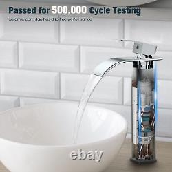 Robinet de salle de bain FORIOUS en chrome, à bec cascade et à poignée unique