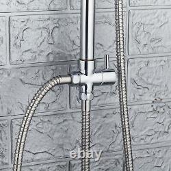 Robinet mélangeur de baignoire et douche en chrome avec kit de barre de douche rigide carrée à 3 voies