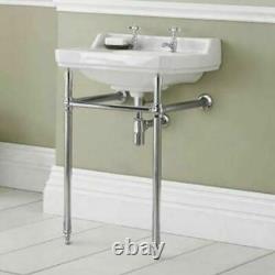 Salle de bain traditionnelle 560mm Lavabo en chrome et évier en céramique blanc Richmond