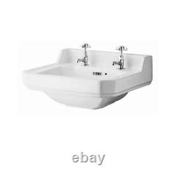 Salle de bain traditionnelle 560mm Lavabo en chrome et évier en céramique blanc Richmond