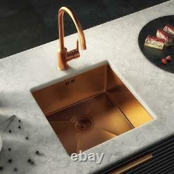 Single Bowl Inset/undermount Brossé Cuivre Stainless Steel Kitchen Sink & Waste
