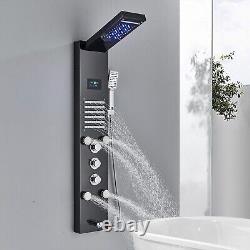 Système de tour de panneau de douche en acier inoxydable avec lumières LED Panneau de douche 5 en 1