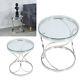 Table Basse Ronde En Verre, Table Console En Acier Inoxydable Chromé Pour Le Salon