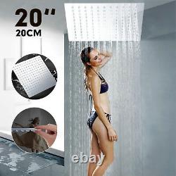 Tête de douche pluie chromée ultra-mince en acier inoxydable montée au plafond de 20 pouces en argent