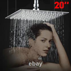 Tête de douche pluie chromée ultra-mince en acier inoxydable montée au plafond de 20 pouces en argent